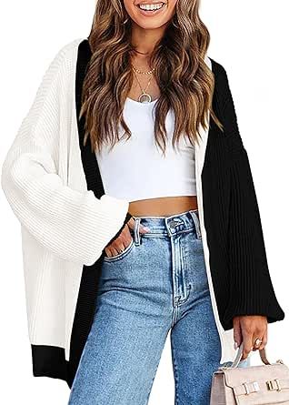 PRETTYGARDEN Fall Cardigan for Women 2023 Casual Long Sleeve Open Front Cable Knit Sweater Outerwear