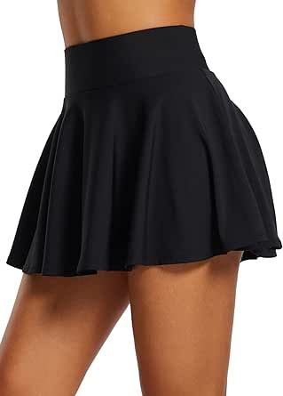 BALEAF Women's High Waisted Tennis Skirts Tummy Control Pleated Golf Skorts Skirts for Women with Shorts Pockets
