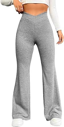 Herseas Women's Flared Sweatpants V Crossover Waist Bell Bottoms Bootcut Yoga Lounge Pants